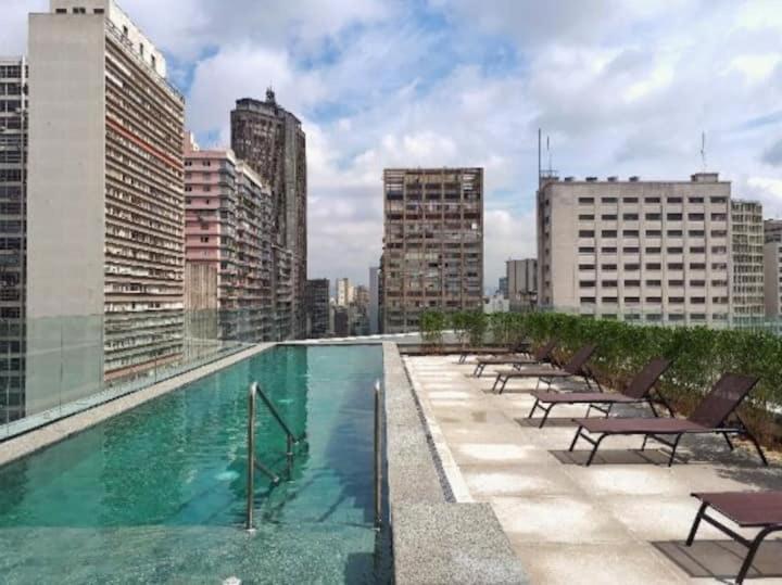 Studio Charmoso Com Terraco E Vista! Sao Paulo Dış mekan fotoğraf